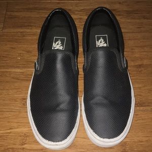 Vans slip-on black perforated leather size 8.5